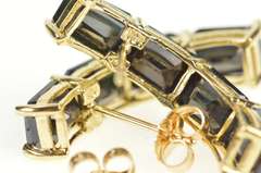 10K Yellow Gold 9.00+ Ctw Natural Sapphire Bar Statement Earrings