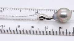 Gorgeous 14kt WG Grey Pearl Pendant Necklace