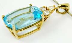 14K Pendant with 6CT Blue Topaz & Diamonds