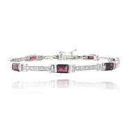 5ct Garnet & Diamond Accent Emerald-Cut Link Bracelet
