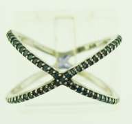 Sterling Silver Blue Sapphire Pave Ring