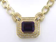 Unconvetional 18kt Amethyst and Retro Diamond Necklace