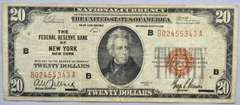 New York $20 1929 National Currency Note