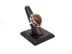 Oval Tiger's Eye & Hematite in Tibetan Silver Energy Ring