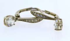 Sterling Silver Hoop CZ Drop Earrings