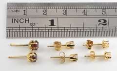 3 Pairs Stud Earrings-Diamond, Opal, & Garnet