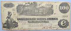 $100 CSA June 25 1862 Straight Steam Note