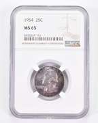 MS65 1954 Washington Quarter - Graded NGC Toned!