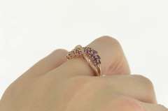 10K Rose Gold Amethyst Diamond Wavy Criss Cross Ring
