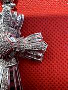 RELIGIOUS 14K WHITE GOLD CROSS WITH 2.00 CARATS DIAMOND IN TOTAL