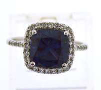 Sterling Silver Cushion Cut Purple Spinel Ring