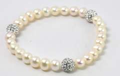 Elastic Faux Pearl Set With Silver Accents