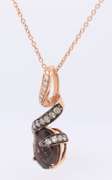 Optimal LeVian Yellow Gold Smokey Quartz adn Diamond Pendant on Chain