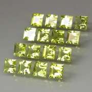 Princess cut Unheated! 5.73ct Peridot set