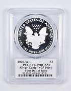 PR69 DCAM 2020-W American Silver Eagle V75 Privy Mark FDOI PCGS
