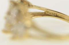 14K Yellow Gold Ornate Marquise Cluster CZ Statement Band Ring