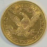 Lustrous BU 1881 US $5 Liberty Gold Piece. Full strike