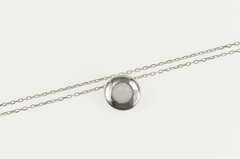 14K White Gold Opal Inset Bezel Classic Cable Chain Link Necklace