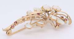 Fantastic 18kt opal and Ruby Flower Brooch
