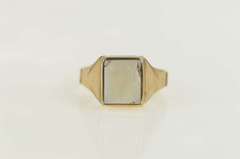 14K Yellow Gold 1960's Squared Men's Opal Statement Ring