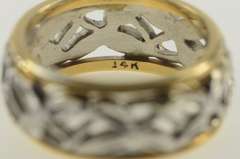 14K Yellow Gold Vintage NOS 1950's Two Tone Wedding Band Ring