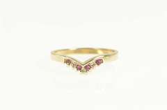 10K Yellow Gold Chevron Diamond Ruby Classic Wedding Ring