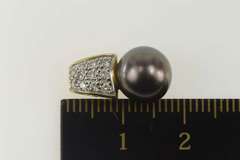 14K Yellow Gold Pearl Pave Diamond Square Slide Statement Pendant