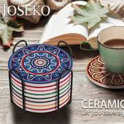 8PCS 4 inch Round Cup Tea Pad Marble Bohemian Style