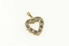 10K Yellow Gold Sapphire Diamond Heart I Love You Message Pendant