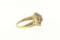 10K Yellow Gold Retro Purple Tourmaline Floral Cluster Cocktail Ring