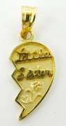 14K Little Sister Mizpah Heart Pendant