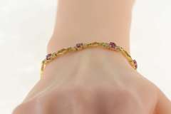 18K Yellow Gold 4.94 Ctw Ruby Diamond Honeycomb Tennis Bracelet