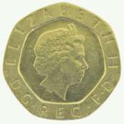 Lot of Five Elizabeth II DG REG FD 20 Pence UK Coin