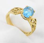 Feminine Filigree Blue Topaz Ring