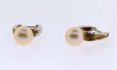 Sterling Silver Pearl Drop Hoop Earrings