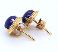 Fantastic Yellow Gold Lapis Stud Earrings