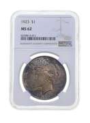 MS62 1923 Peace Silver Dollar - Graded NGC