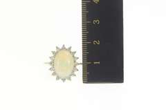 14K Yellow Gold 2.98 Ctw Natural Opal Diamond Halo Statement Ring