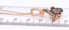 Optimal LeVian Yellow Gold Smokey Quartz adn Diamond Pendant on Chain