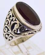 Sterling Silver Carnelian Middle Eastern Design Ring