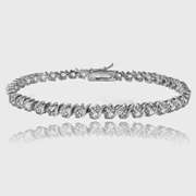 Sterling Silver Created 5.75ct White Sapphire S Design Tennis Bracelet
