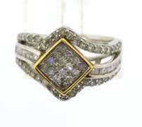14KT White Gold And Sterling Silver Diamond Ring