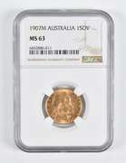 MS63 1907-M Australia 1 Sovereign Gold Coin NGC