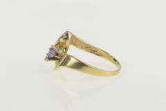 14K Yellow Gold Marquise Tanzanite Diamond Wavy Design Ring