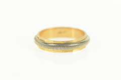 14K Yellow Gold Vintage NOS Two Tone Grooved Wedding Band Ring