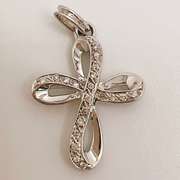 14kt White Gold & Diamond Cross Pendant