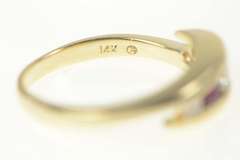 14K Yellow Gold Ctw Natural Ruby Diamond Bypass Ring