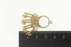 14K Yellow Gold Dearest Ornate Heart Skeleton Key Ring Pendant
