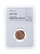 MS65 RB 1958 Lincoln Wheat Cent - Graded NGC