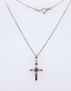 925 Sterling Silver Gemstone Cross Pendant on Chain